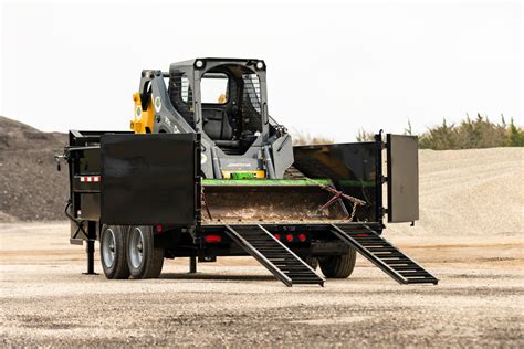 3500 and skid steer on deckover gooseneck|deck over trailer skid loader.